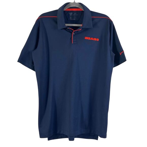 Chicago Bears Nike Sideline Performance Polo Shirt Dri Fit Navy Blue - Picture 4 of 13